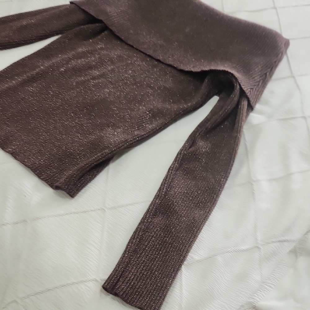 Pink Rose Chocolate Off-Shoulder Sweater - Picture 6 of 7